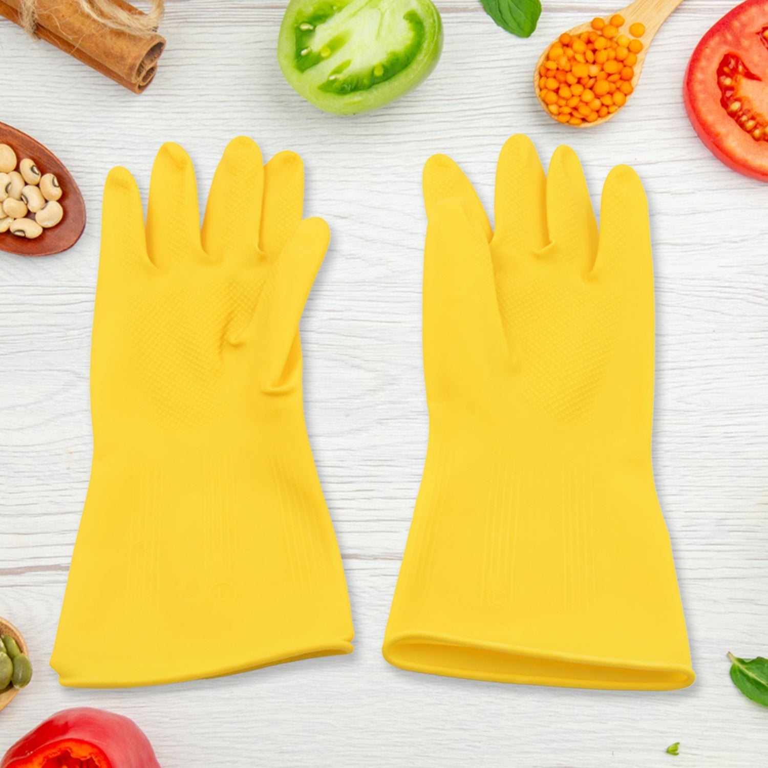 0681 Multipurpose High Grade Rubber Reusable Cleaning Gloves, Reusable Rubber Hand Gloves I Latex Safety Gloves I for Washing I Cleaning Kitchen I Gardening I Sanitation I Wet and Dry Use Gloves (1 Pair 98 Gm) 0681 Multipurpose High Grade Rubber Reusable Cleaning Gloves, Reusable Rubber Hand Gloves I Latex Safety Gloves I for Washing I Cleaning Kitchen I Gardening I Sanitation I Wet and Dry Use Gloves (1 Pair 98 Gm)